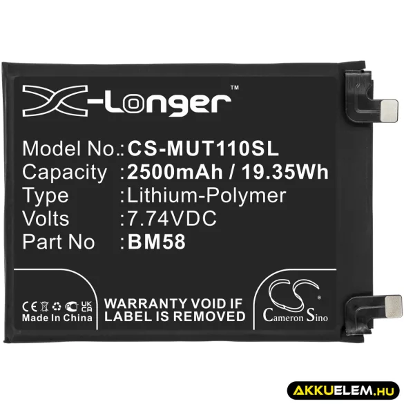 Utángyártott Xiaomi mobil Li-Polymer akkumulátor 7.74V 2500mAh BM58 - CameronSino