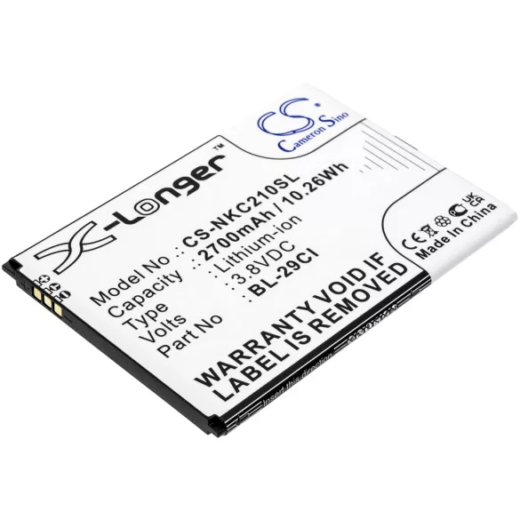 Utángyártott Nokia mobil Li-ion akkumulátor 3.8V 2700mAh BL-29CI, BL-29CL - CameronSino