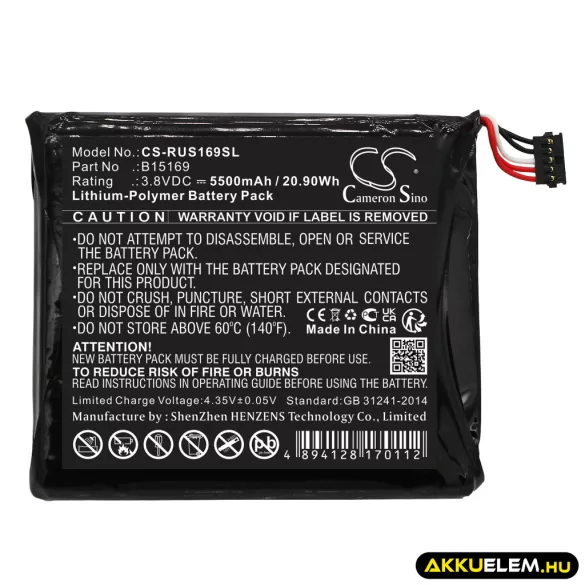 Utángyártott Ring biztonsági kamera Li-Polymer akkumulátor 3.8V 5500mAh B15169 - CameronSino