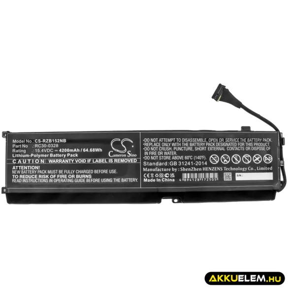 Utángyártott Razer laptop Li-Polymer akkumulátor 15.4V 4200mAh RC30-0328 - CameronSino