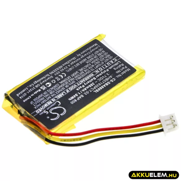 Utángyártott Sennheiser Vezeték nélküli fejhallgató Li-Polymer akkumulátor 3.7V 280mAh AHB571935PCT-03, BAP 800 - CameronSino