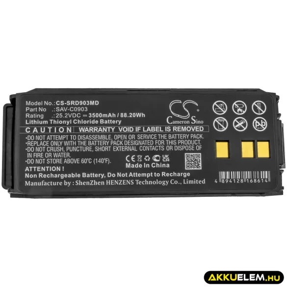 Utángyártott SaverOne Orvosi Li-SOCl2 elem 25.2V 3500mAh SAV-C0903 - CameronSino