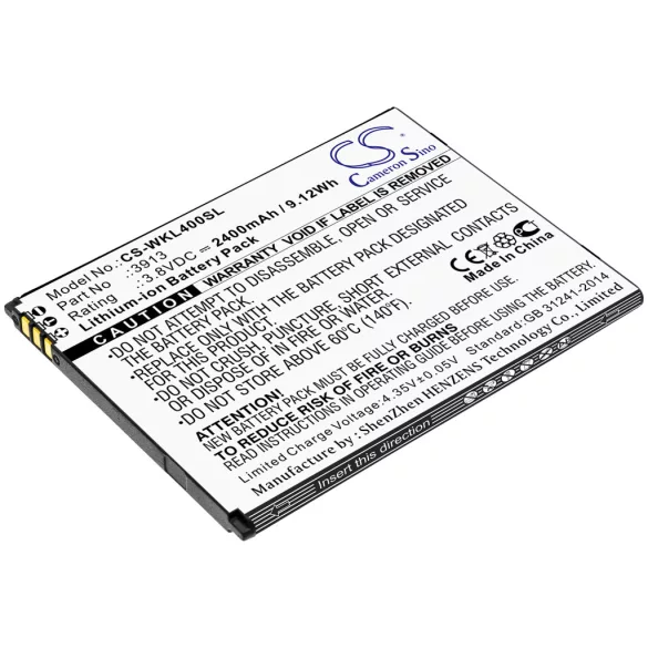 Utángyártott Wiko mobil Li-ion akkumulátor 3.8V 2400mAh 3913 - CameronSino