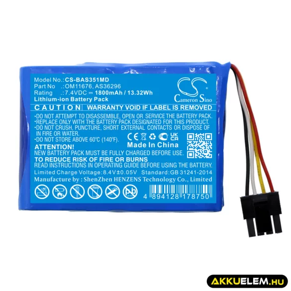 Utángyártott Baxter Healthcare Orvosi Li-ion akkumulátor 7.4V 1800mAh OM11676, AS36296 - CameronSino