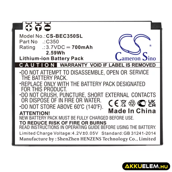 Utángyártott Bea-fon mobil Li-ion akkumulátor 3.7V 700mAh C350 - CameronSino