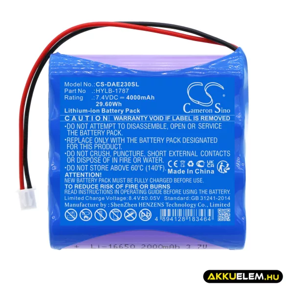 Utángyártott Deviser egyéb Li-ion akkumulátor 7.4V 4000mAh HYLB-1787 - CameronSino