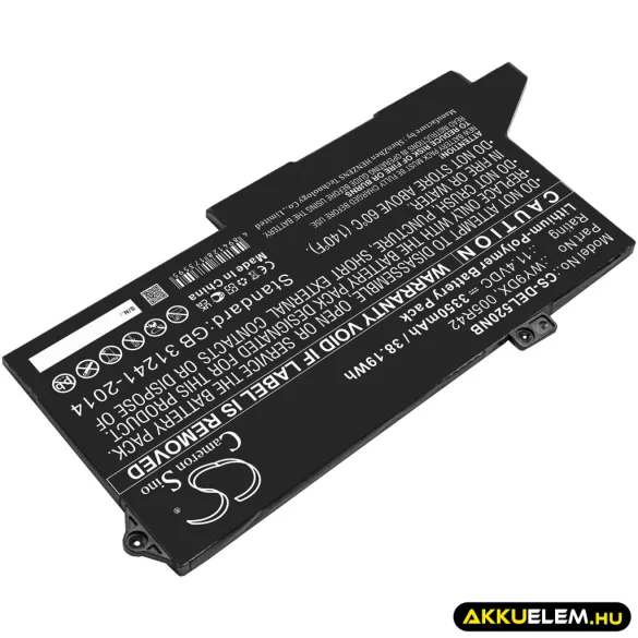Utángyártott Dell laptop Li-Polymer akkumulátor 11.4V 3350mAh WY9DX, 005R42 - CameronSino