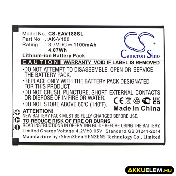 Utángyártott Emporia mobil Li-ion akkumulátor 3.7V 1100mAh AK-V188 - CameronSino