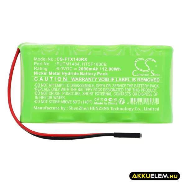 Utángyártott Futaba Távirányító akkumulátor 6V FUTM1484, HT5F1800B - CameronSino