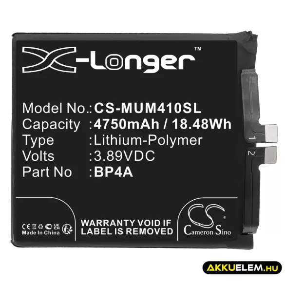 Utángyártott Xiaomi mobil Li-Polymer akkumulátor 3.89V 4750mAh BP4A - CameronSino