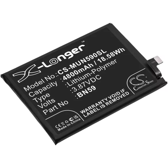Utángyártott Redmi mobil Li-Polymer akkumulátor 3.87V 4800mAh BN59 - CameronSino