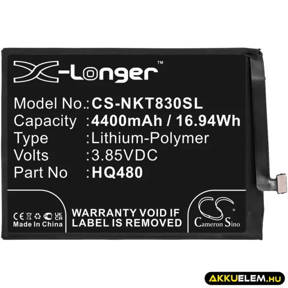 Utángyártott Nokia mobil Li-Polymer akkumulátor 3.85V 4400mAh HQ480 - CameronSino