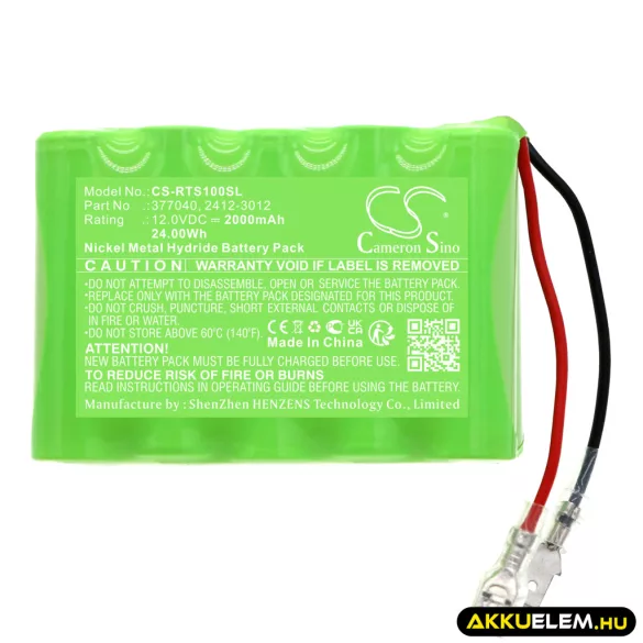 Utángyártott Roto okosotthon készülék Ni-MH akkumulátor 12V 2000mAh 377040, 2412-3012 - CameronSino