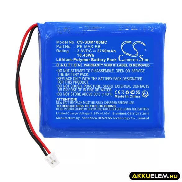 Utángyártott PatrolEyes Testkamera Li-Polymer akkumulátor 3.8V 2750mAh PE-MAX-RB - CameronSino