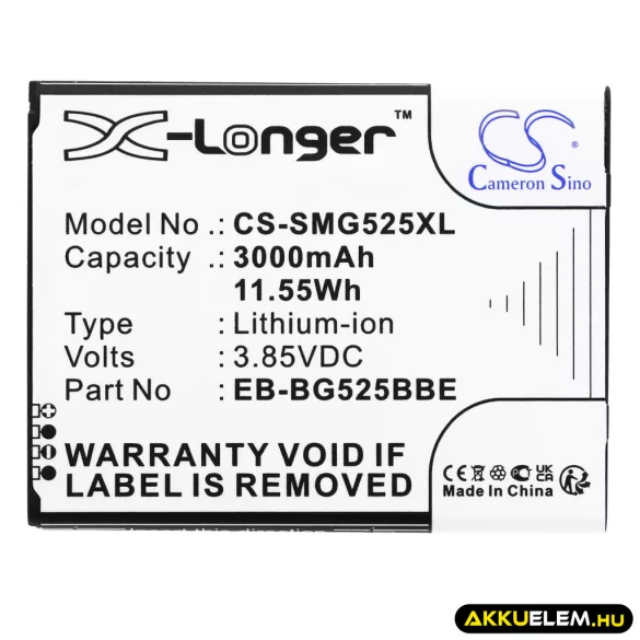 Utángyártott Samsung mobil Li-ion akkumulátor 3.85V 3000mAh EB-BG525BBE, GH43-05060A - CameronSino