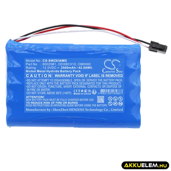 Utángyártott Smiths Orvosi Ni-MH akkumulátor 12V 3500mAh 80025B1, ODXBCII10 - CameronSino