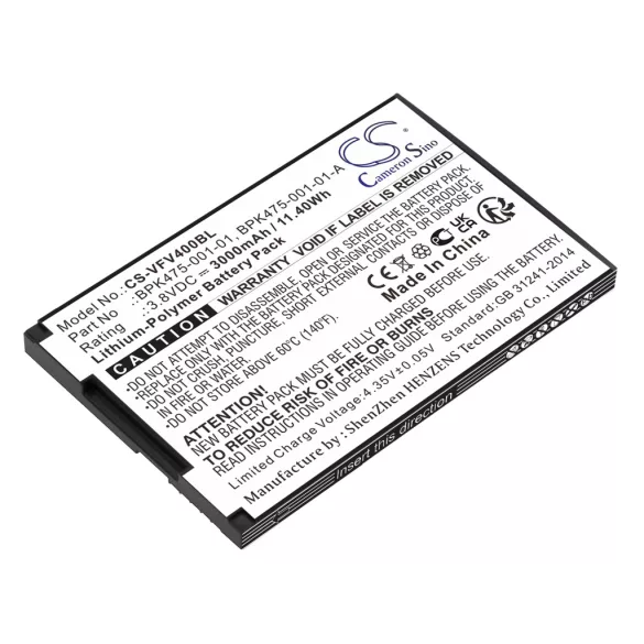 Utángyártott VeriFone Fizetési terminál Li-Polymer akkumulátor 3.8V 3000mAh BPK475-001-01, BPK475-001-01-A - CameronSino