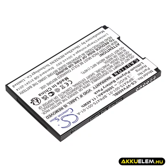 Utángyártott VeriFone Fizetési terminál Li-Polymer akkumulátor 3.8V 3000mAh BPK475-001-01, BPK475-001-01-A - CameronSino