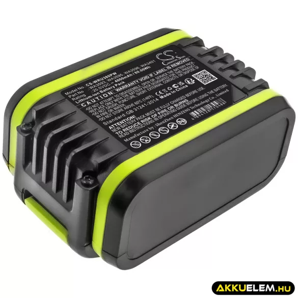 Utángyártott Worx szerszámgép Li-ion akkumulátor 20V 4000mAh WA3593, WA3595 - CameronSino