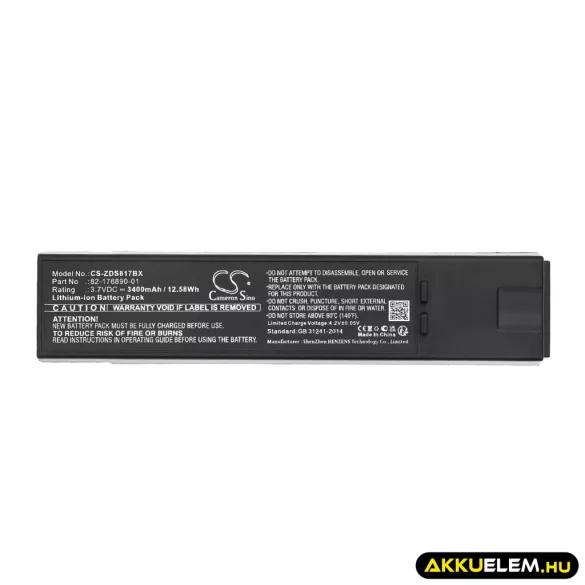Utángyártott Zebra Vonalkód szkenner Li-ion akkumulátor 3.7V 3400mAh 82-176890-01, AS-000231 - CameronSino