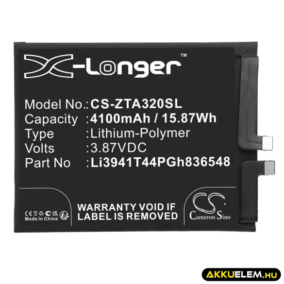 Utángyártott ZTE mobil Li-Polymer akkumulátor 3.87V 4100mAh Li3941T44PGh836548 - CameronSino