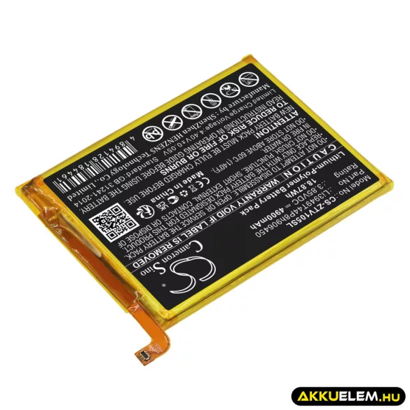 Utángyártott ZTE mobil Li-Polymer akkumulátor 3.85V 4900mAh Li3949T44P8h906450 - CameronSino