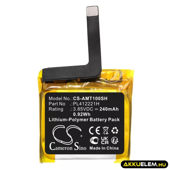 Utángyártott Amazfit Okosóra Li-Polymer akkumulátor 3.85V 240mAh PL412221H - CameronSino