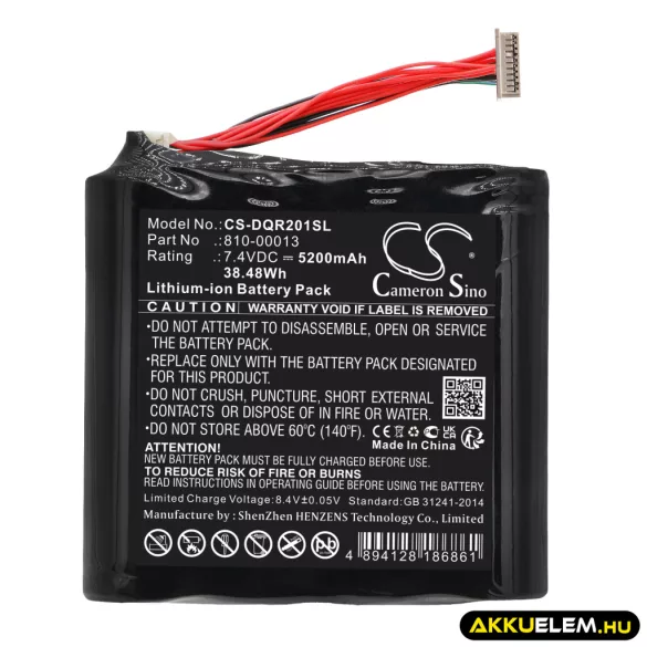 Utángyártott DAQRI VR Li-ion akkumulátor 7.4V 5200mAh 810-00013 - CameronSino