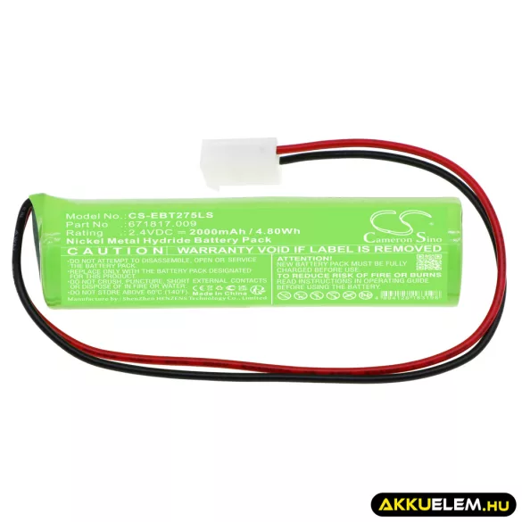 Utángyártott EluBat Vészvilágítás Ni-MH akkumulátor 2.4V 2000mAh 671817.009 - CameronSino