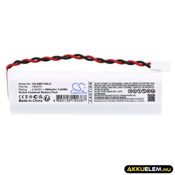 Utángyártott Dual-Lite Vészvilágítás Ni-CD akkumulátor 4.8V 800mAh 784H74, 93015994 - CameronSino