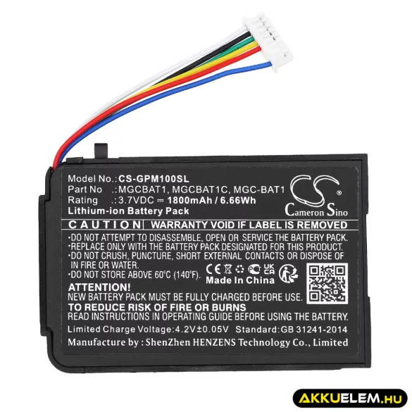 Utángyártott GasClip egyéb Li-ion akkumulátor 3.7V 1800mAh MGCBAT1, MGCBAT1C - CameronSino
