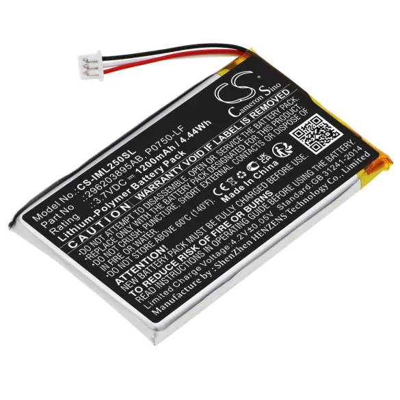 Utángyártott Ingenico Fizetési terminál Li-Polymer akkumulátor 3.7V 1200mAh 296203895AB, P0750-LF - CameronSino