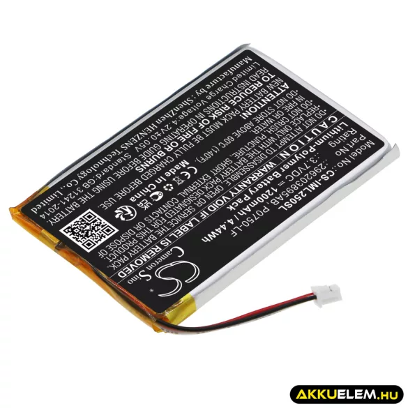 Utángyártott Ingenico Fizetési terminál Li-Polymer akkumulátor 3.7V 1200mAh 296203895AB, P0750-LF - CameronSino