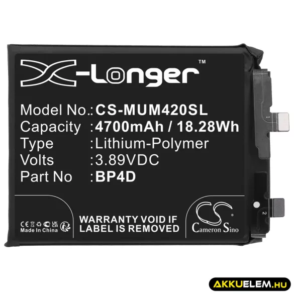 Utángyártott Xiaomi mobil Li-Polymer akkumulátor 3.89V 4700mAh BP4D - CameronSino