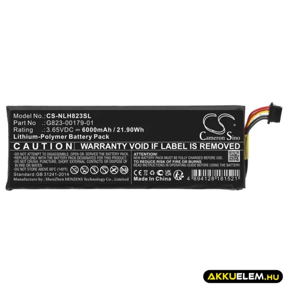 Utángyártott Nest biztonsági kamera Li-Polymer akkumulátor 3.65V 6000mAh G823-00179-01, GS25 - CameronSino