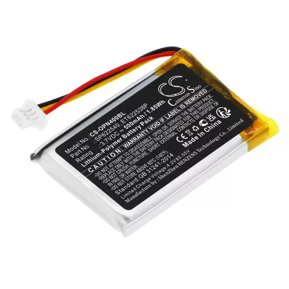 Utángyártott Opticon Vonalkód szkenner Li-Polymer akkumulátor 3.7V 500mAh SP622540, ET622538P - CameronSino
