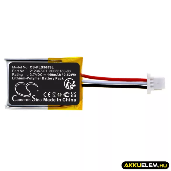 Utángyártott Plantronics Vezeték nélküli fejhallgató Li-Polymer akkumulátor 3.7V 140mAh 212367-01, 212367-01 (3 pin) - CameronSino