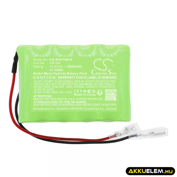 Utángyártott Shark porszívó Ni-MH akkumulátor 15.6V 2000mAh XB75N - CameronSino