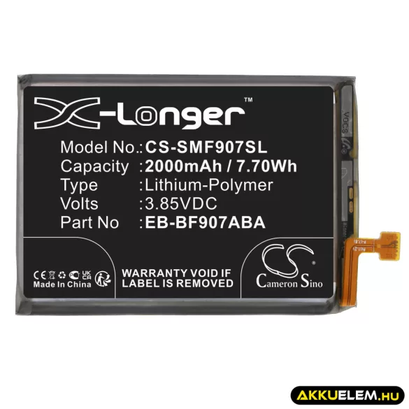 Utángyártott Samsung mobil Li-Polymer akkumulátor 3.85V 2000mAh EB-BF907ABA, GH82-21209A - CameronSino