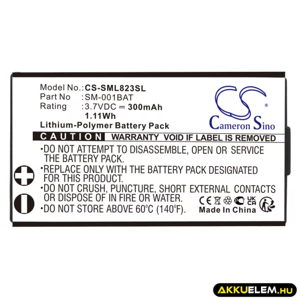 Utángyártott Simolio Vezeték nélküli fejhallgató Li-Polymer akkumulátor 3.7V 300mAh SM-001BAT - CameronSino