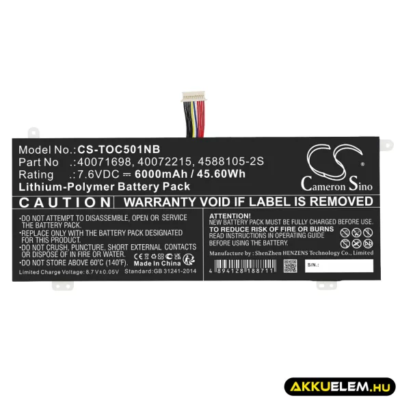Utángyártott Medion laptop Li-Polymer akkumulátor 7.6V 6000mAh 4588105-2S, 40071698 - CameronSino