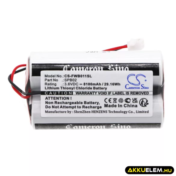 Utángyártott Fluidwell PLC Li-SOCl2 elem 3.6V 8100mAh SPB02 - CameronSino