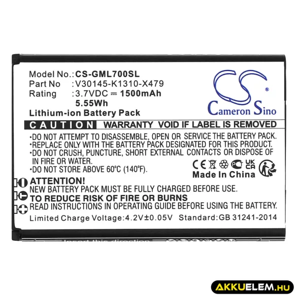 Utángyártott Gigaset mobil Li-ion akkumulátor 3.7V 1500mAh V30145-K1310-X479 - CameronSino