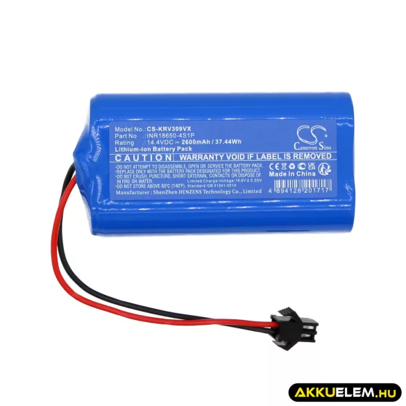 Utángyártott Klins porszívó Li-ion akkumulátor 14.4V 2600mAh INR18650-4S1P - CameronSino