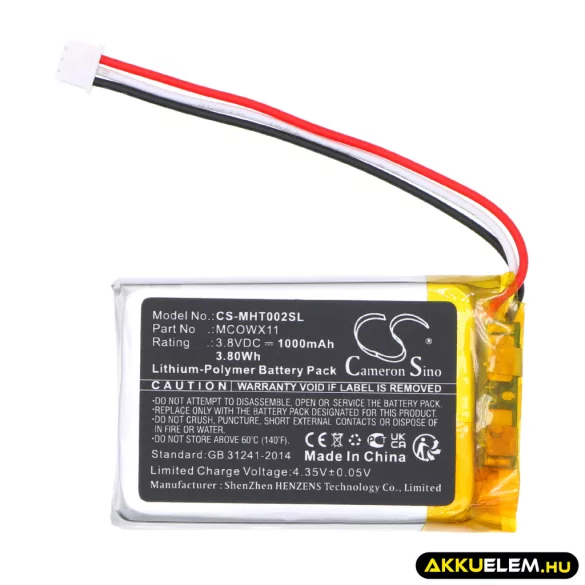 Utángyártott Microsoft Vezeték nélküli fejhallgató Li-Polymer akkumulátor 3.8V 1000mAh MCOWX11 - CameronSino