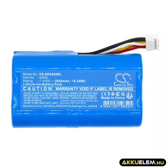 Utángyártott NEXGO Fizetési terminál Li-ion akkumulátor 7.4V 2600mAh GX05 - CameronSino