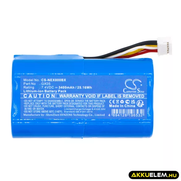 Utángyártott NEXGO Fizetési terminál Li-ion akkumulátor 7.4V 3400mAh GX05 - CameronSino