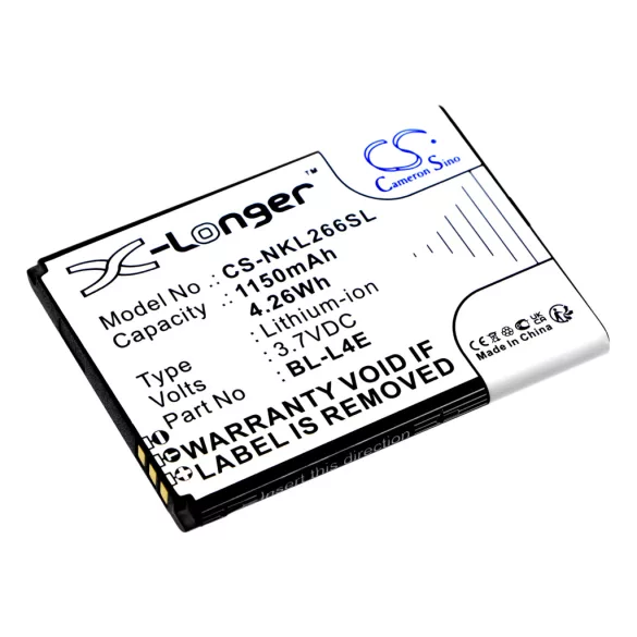 Utángyártott Nokia mobil Li-ion akkumulátor 3.7V 1150mAh BL-L4E - CameronSino
