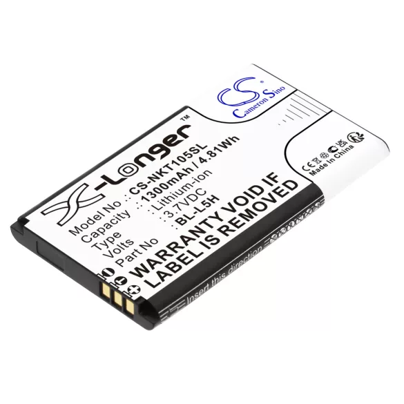 Utángyártott Nokia mobil Li-ion akkumulátor 3.7V 1300mAh BL-L5H - CameronSino