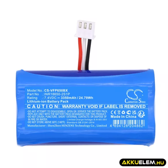 Utángyártott VeriFone Fizetési terminál Li-ion akkumulátor 7.4V 3350mAh INR18650-2S1P - CameronSino